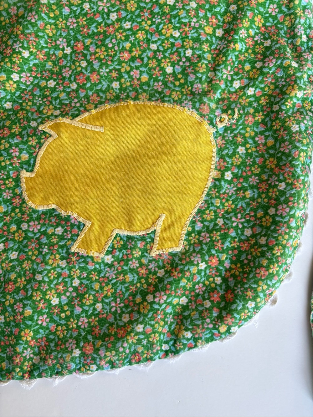 Vintage 1970s Reversible Floral Pig Apron Handmade Cottagecore - Picture 9 of 10